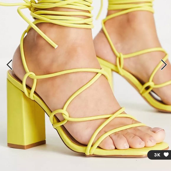 ASOS Yellow Strappy Block Heels - Picture 6 of 8